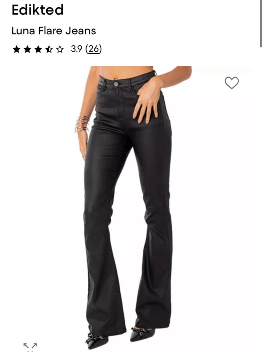 Edikted Luna Flare Shine Faux Leather Jean Flare